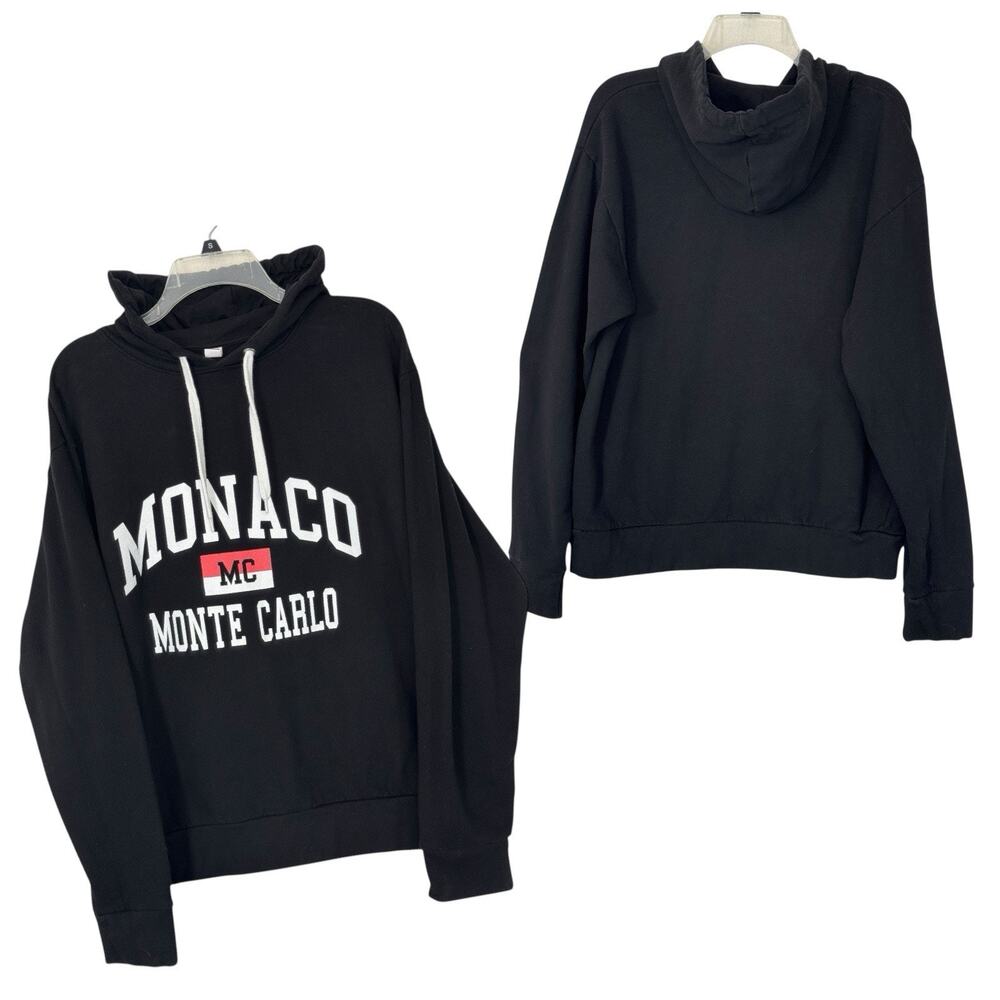 Monaco Monte Carlo Graphic Pullover Hoodie Black XL Streetwear Retro 90s